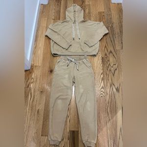 Tan rib sweatsuit set